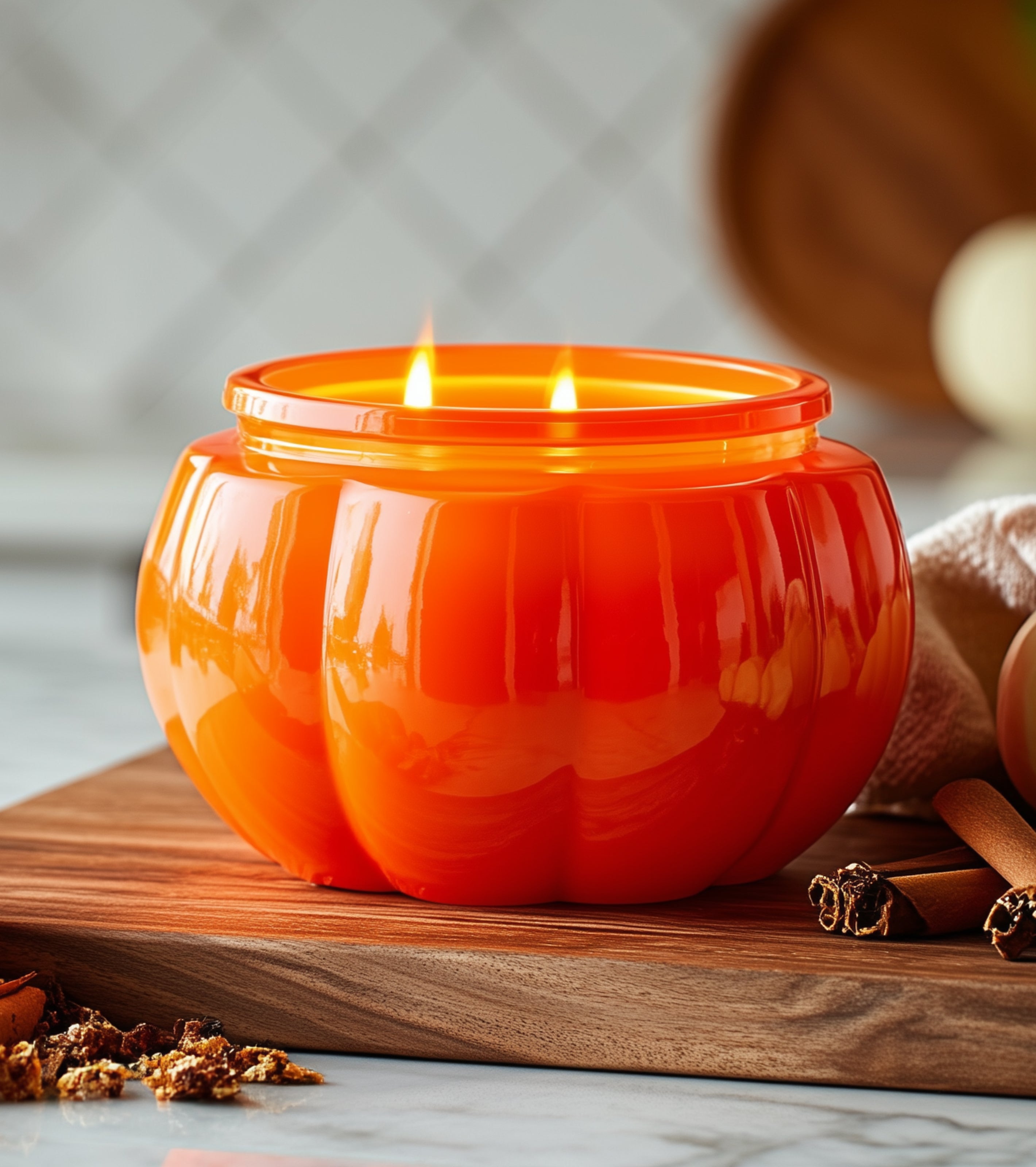 Sueded Pumpkin Candle